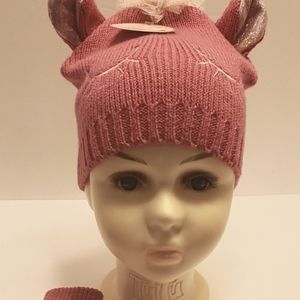 Beanie Cat Toddler's Unicorn Cap with Mittens set